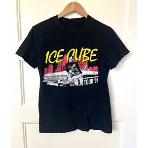Men's Ice Cube Tour 24 Black Graphic Print Crew Neck Short Sleeve T-Shirt S